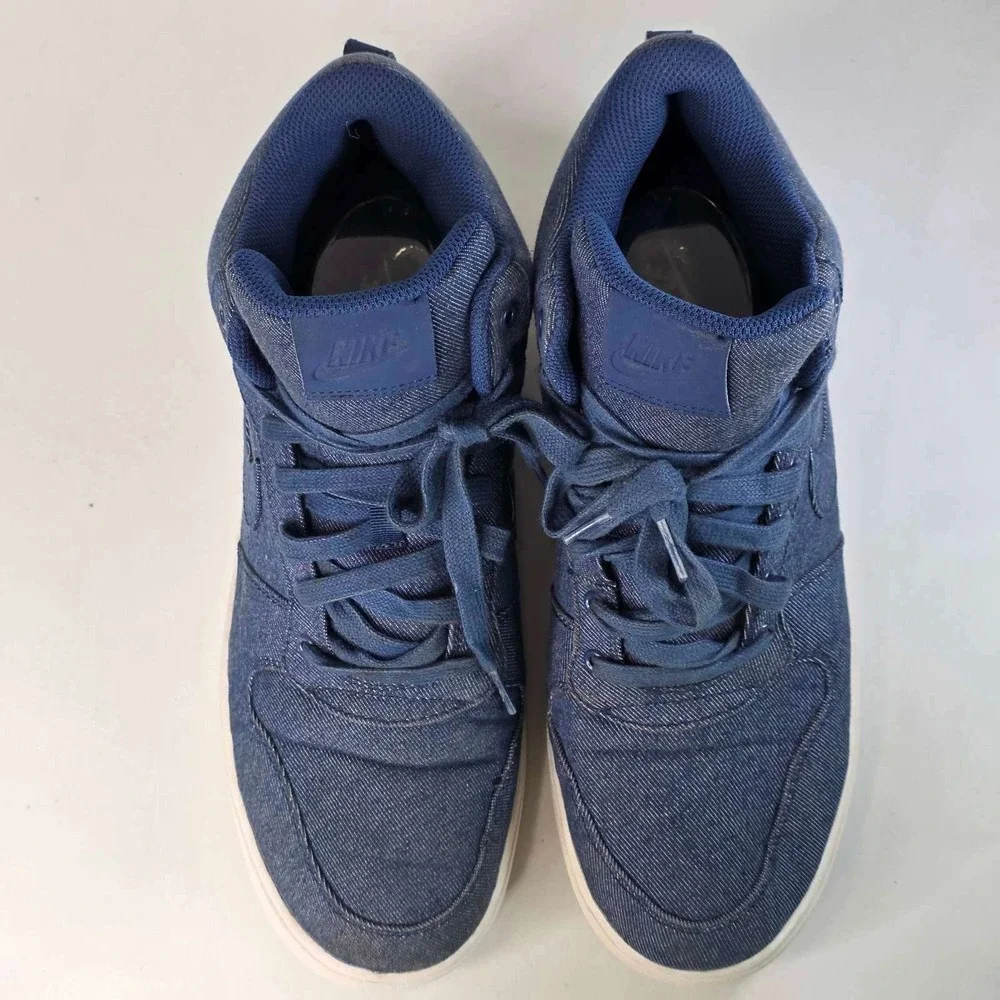 Nike Court Borough Mid Blue Denim High Top Sneakers Shoes 844884-400 Men's 11.5